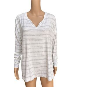 Cabi New ATC Habit Tee White w gray stripe Size S oversized